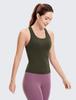CRZ YOGA Tank Yoga Cupped Stretch Fitness Olive Size S Women's Top, Sportswear, Wear, Racerback, Quick-Drying, Breathable, Bra, Butterluxe, Green,