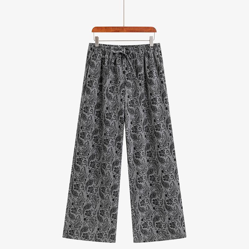 

Plus Size Women s Retro Paisley Straight Leg Casual Pants - Winter 2025 Style, Loose Wide Leg (NK1357) XXXXL (180-200 jin) сірий колір