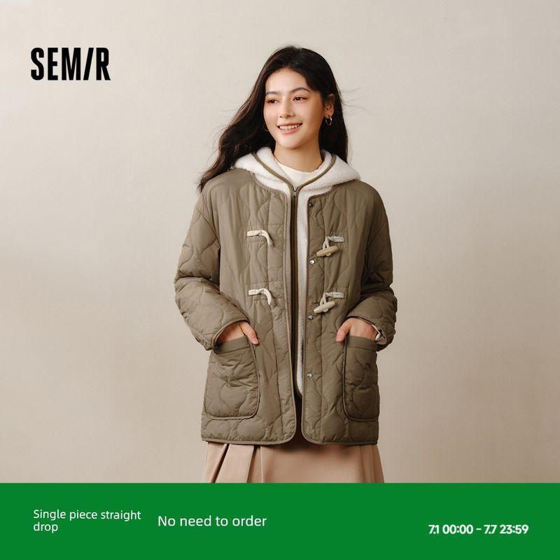 

Стиль с ТЦ] Senma Хлопковая одежда с подкладкой для женщин Жилет из искусственной овечьей шерсти Водонепроницаемое легкое хлопковое пальто 2024 Зима Новинка Костюм-двойка Green and white 00441 165/88A/L