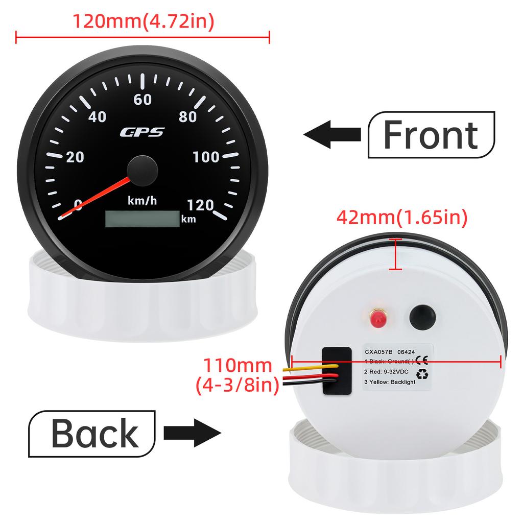 Compteur de vitesse GPS de jauge 110MM avec antenne GPS 120 km/h 200 km/h, rétro-éclairage 7 couleurs pour voiture bateau Marine 12V 24V
