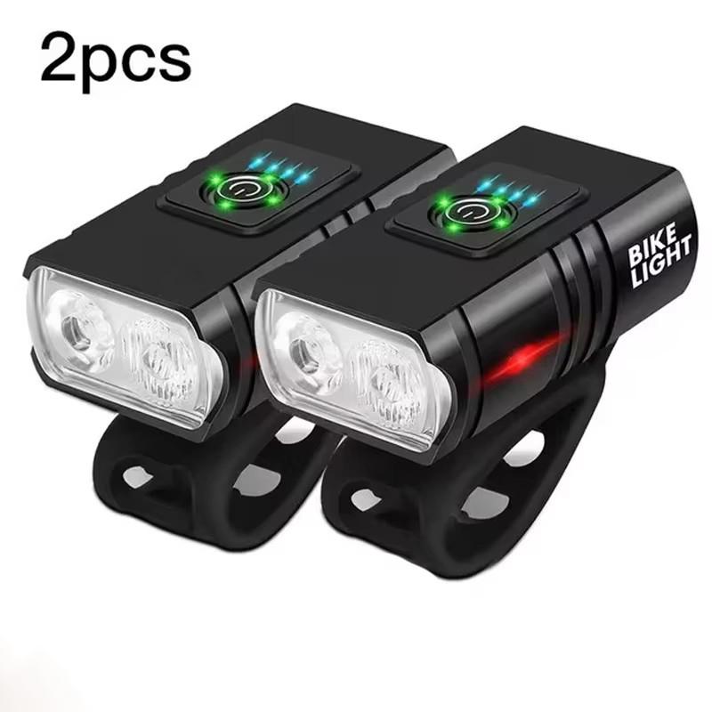 MTB Bike Front Rear Light Set Rechargeable Power Display Headlights Easy To Install Bicycle Warning Taillights for Riding Safety