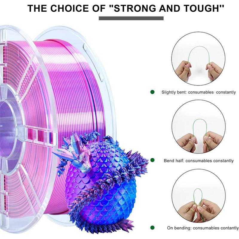 3D Printer Dual Color Filament Pla 1Kg Silk Filament 1.75Mm Two-Tone 3D Printing Material Two Color Filament Sublimation Duotone
