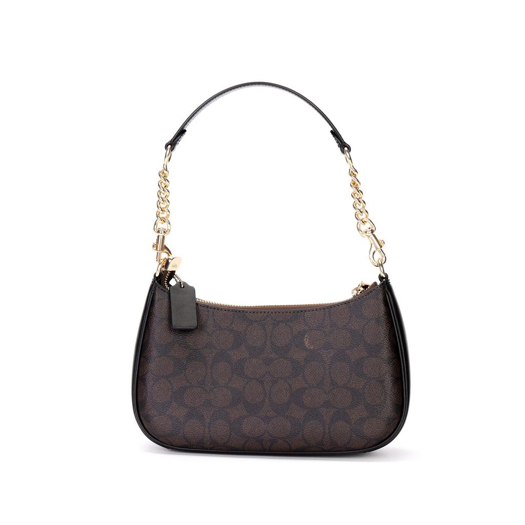 Coach Borsa a Spalla Teri in Ecopelle con Pelle Riciclata Media da Donna Marrone Scuro CV933-IMXAQ