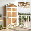 Wooden Garden Shed 105x55x179 Cm Tool Cabinet With 4 Shelves Galvanized Metal Roof Natural