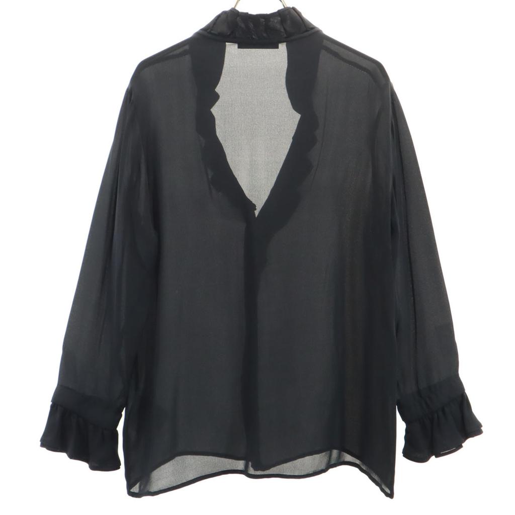 ETRO Italian Silk Long sleeve sheer ruffles blouse 44 black shirt Women Used