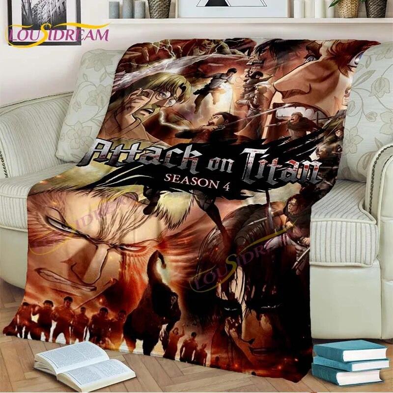 Classic Anime Blanket Attack On Titan Blanket Eren Jaeger Blanket for Bedroom Sofa Livingroom Cartoon Blanket Children's Blanket