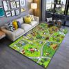 Colorful Town Map with Buildings Non-slip Rug Suitable for Living Room and Bedroom Sofas.