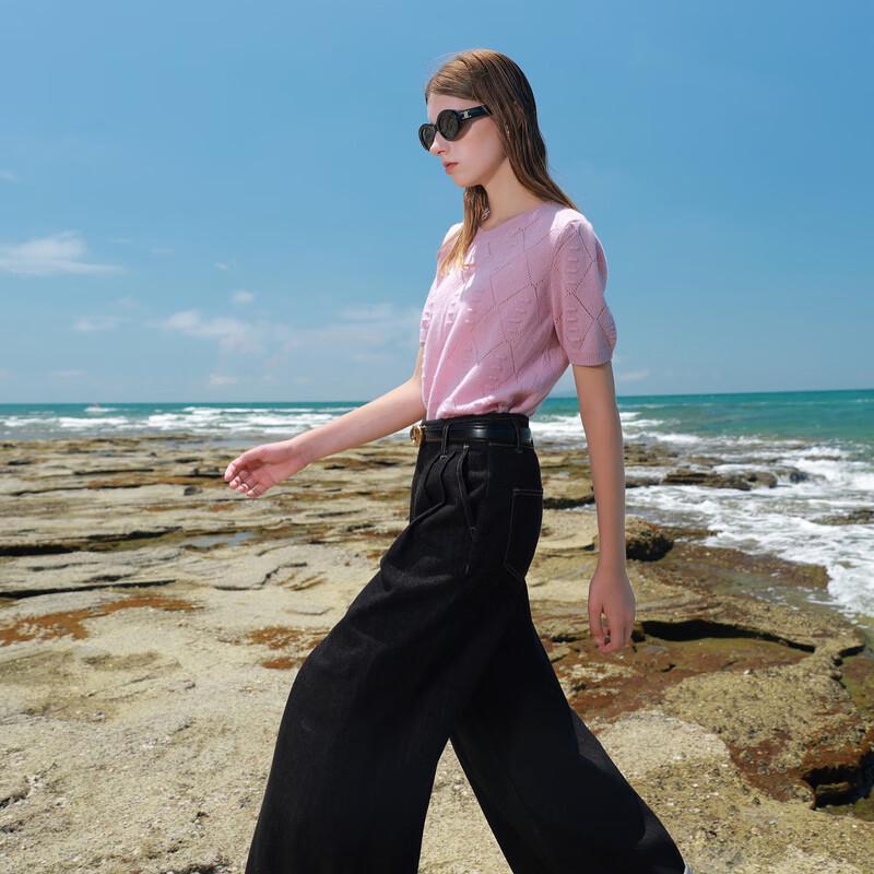 

Sancai Women s Wool Blend Sparkle Knit Short Sleeve Sweater M 160/84A