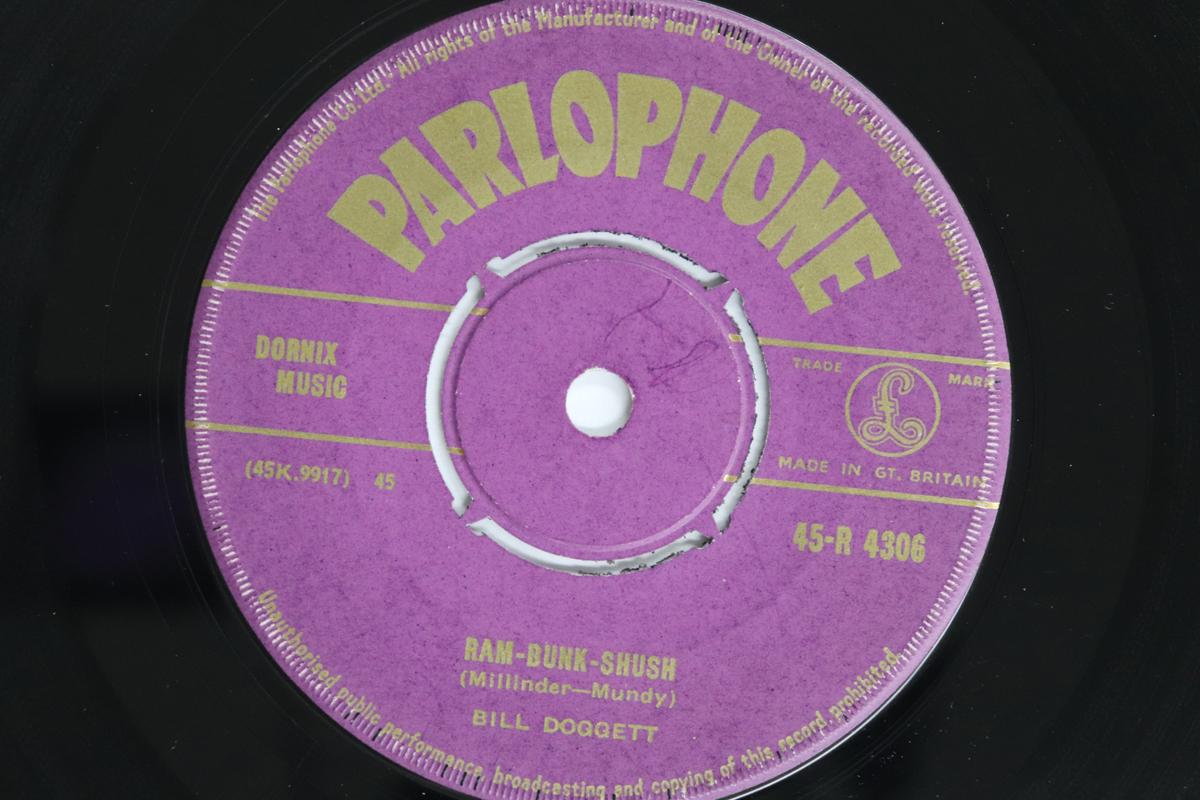 

7-дюймовая пластинка БИЛЛ ДОГГЕТТ - Ram-bunk-shush / Blue Largo 45R4306 PARLOPHONE 1957 UK Блюз Б/У