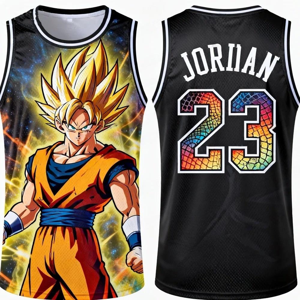 FamilyMatching 2026 New Version Dragon Ball Z Vegeta Special Edition Basketball Jersey Jordan Basketball Sports Vest Set