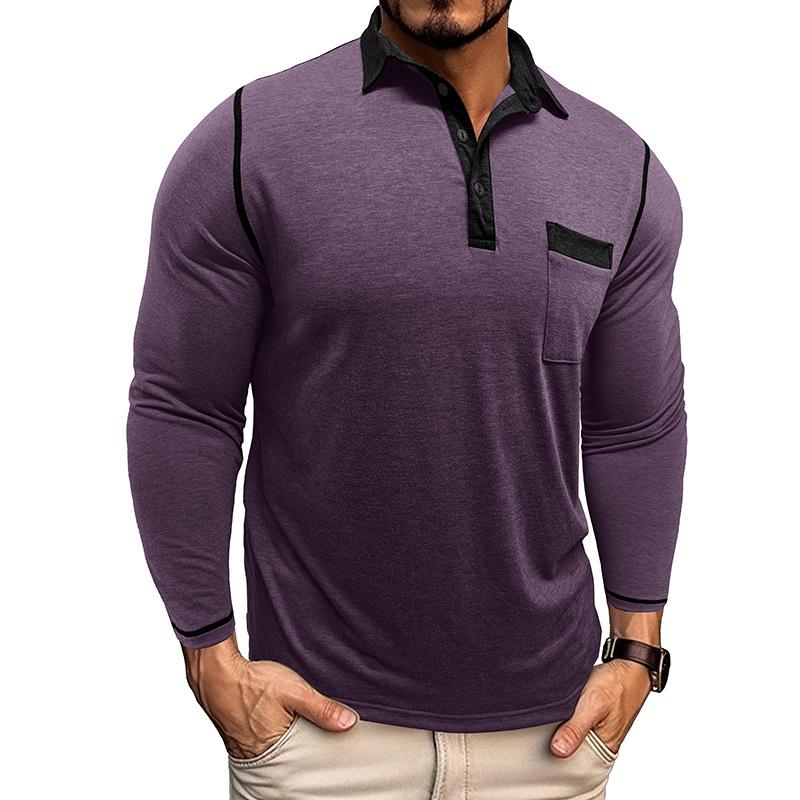 Men's Collared Polo Shirt Long-Sleeved Autumn Casual Sweatshirt Men's Plus Size T-Shirt Asymmetrical Design
