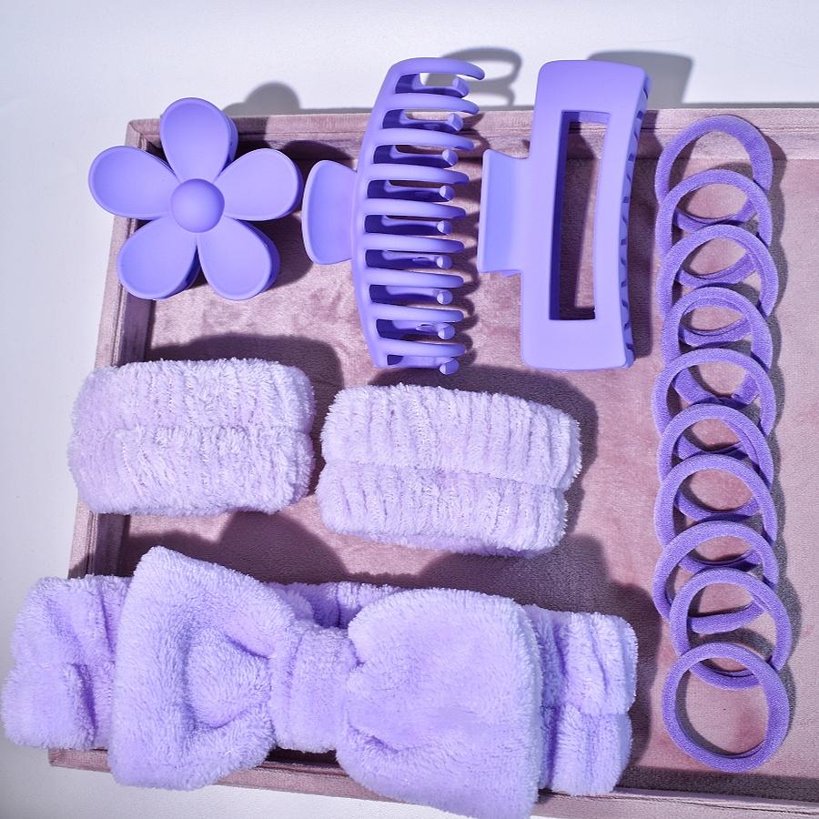 

16 шт./набор Женская разноцветная мягкая повязка с бантом Зажим для волос комбинированный набор Праздничный подарок Подходит для всех видов жизненных ситуаций в L