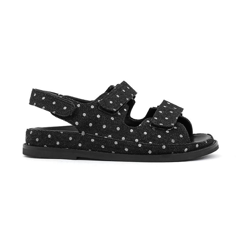 

Spotted pattern~ Spot round head versatile Velcro platform sandals women s versatile casual flats beach shoes outer wear 34