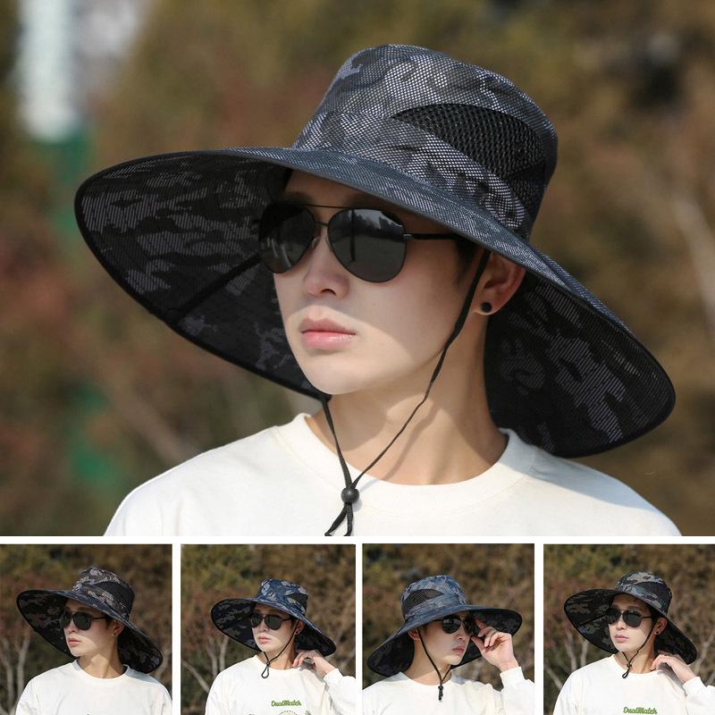15cm large brim men sun protection sun hat k-stylehiking sun hat outdoor bennie fisherman hat