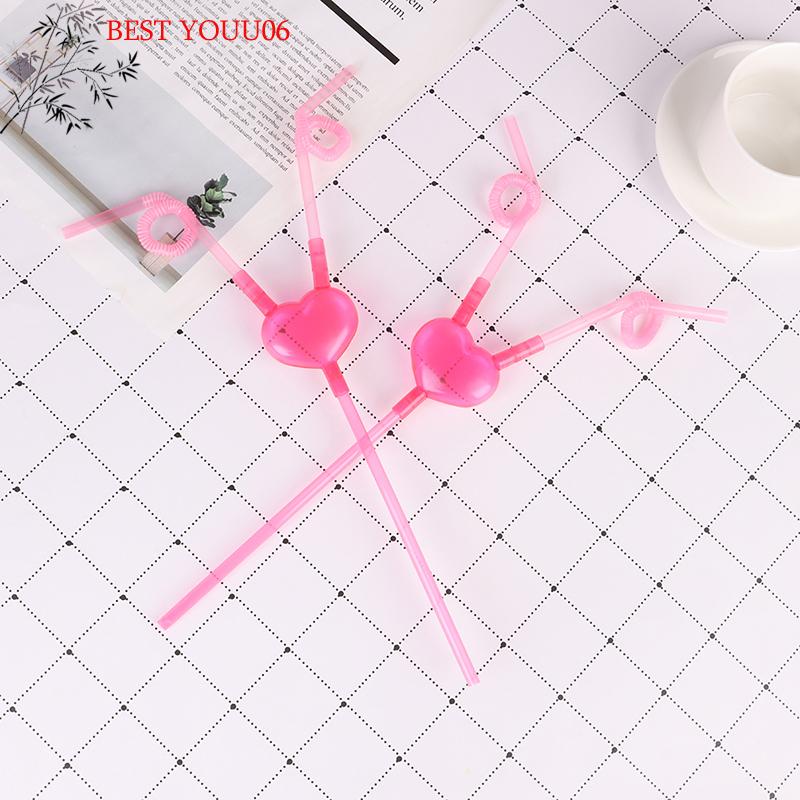 Hot Love Heart Double Straw Unique Flexible Drinking Tube Straws Bar Accessories