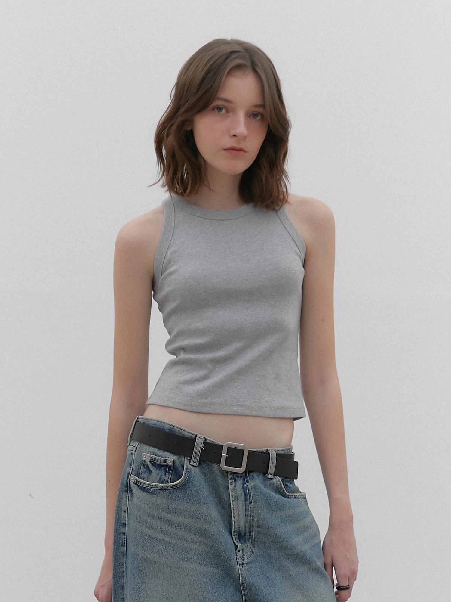 Heatherment Regular Halter Neck Sleeveless (Grey) Grey/Os