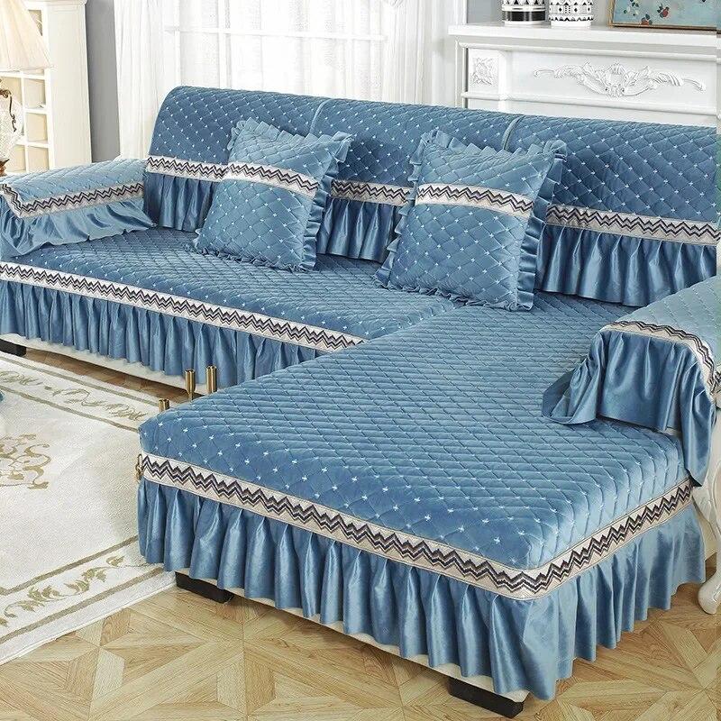Plush Sofa Covers Four Seasons Sofa Towel Fabric Seat Cushion Backrest Towel Simple Modern Couch Cover Non-slip Sofa Bed Cover