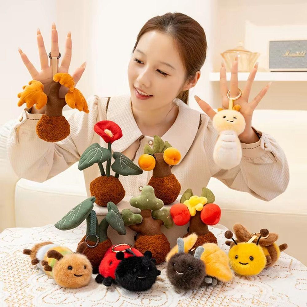 Soft Funny Keyring Cotton Animal Bag Pendant Lightweight Insect Series Plush Keychain  Kid