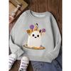 Girls' Fashion Round Neck Sweatshirt, Casual Printed Top