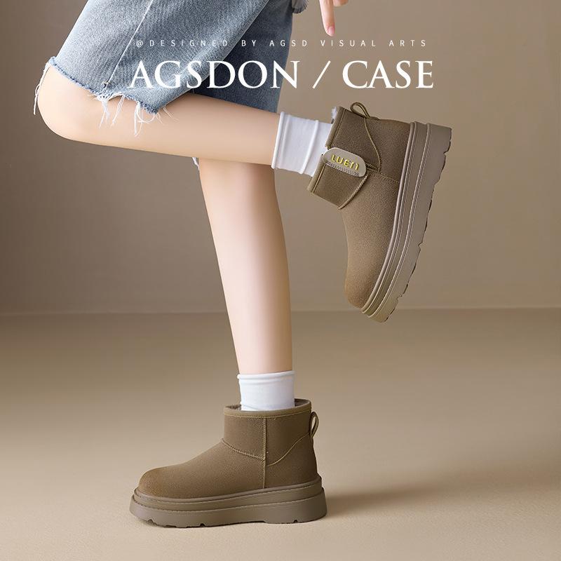 Augustine velvet snow boots women's 2025 new winter thickened outer wear cotton shoes fashionable platform bread short boots