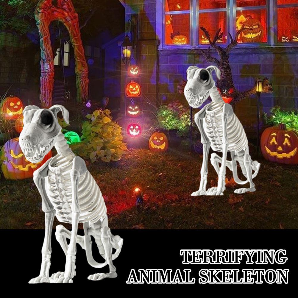

Sitting Skeleton Dog Halloween Scary Dog Skeleton Decoration Skeleton Ghost Dog Set Props Haunt G1X5