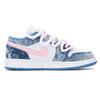 Jordan Air Jordan 1 Washed Denim Slip Resistant Abrasion Resistant Low top Vintage Basketball Shoes GS White Blue DM8947-100(Team265-SBOX)