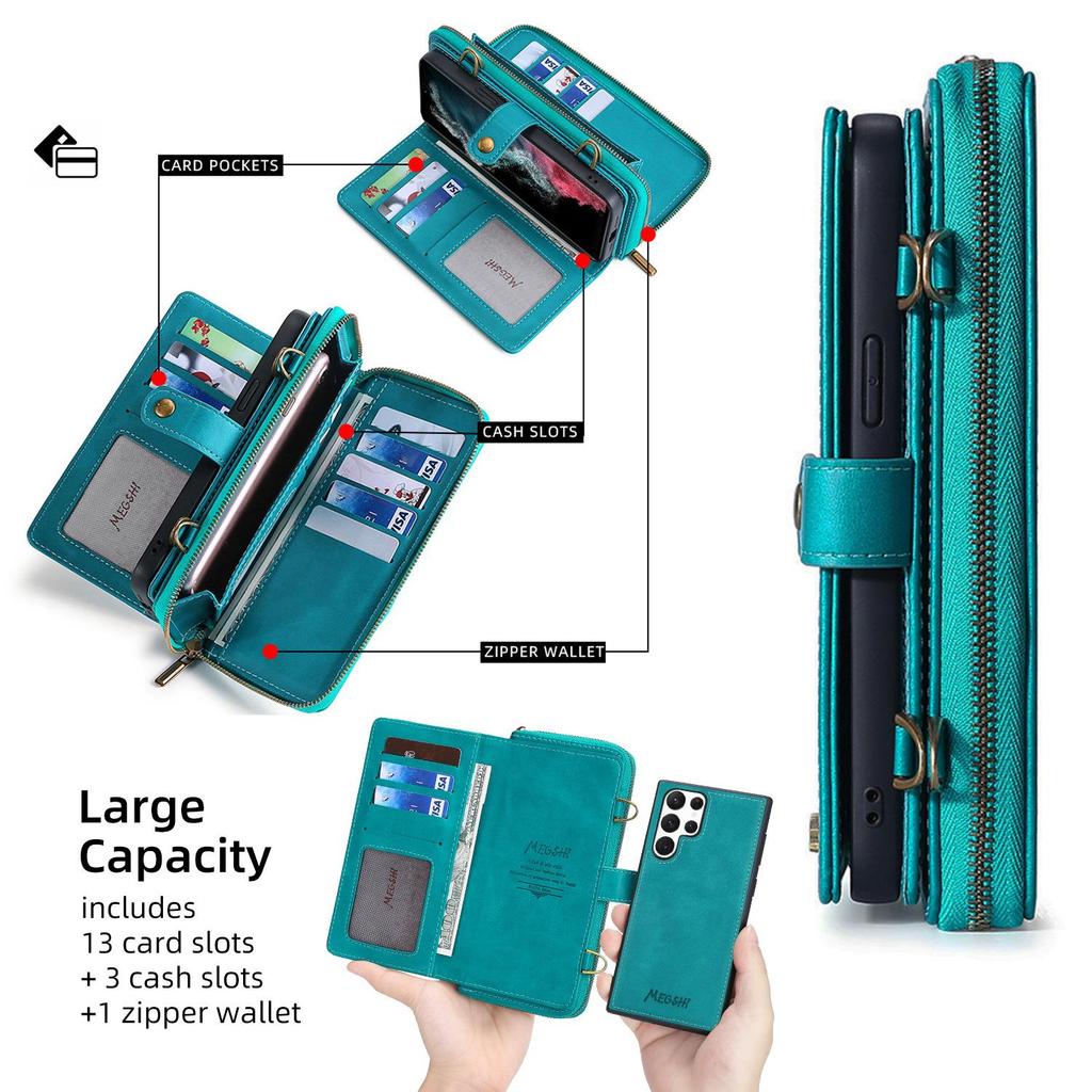 Huawei P40Pro Crossbody Wallet Leather Case with Card Slots, Suitable for A53 and S22U. European and American Style.
