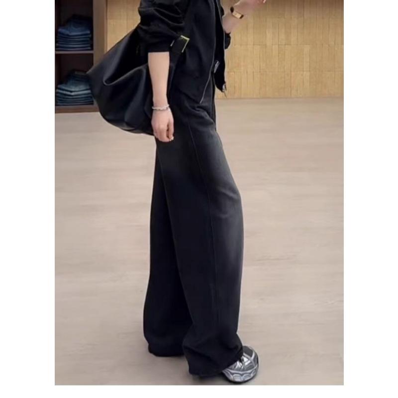 Autumn Winter High Waist Vintage Wide Leg Denim Pants Women Loose Casual All-match Straight Jeans Trousers