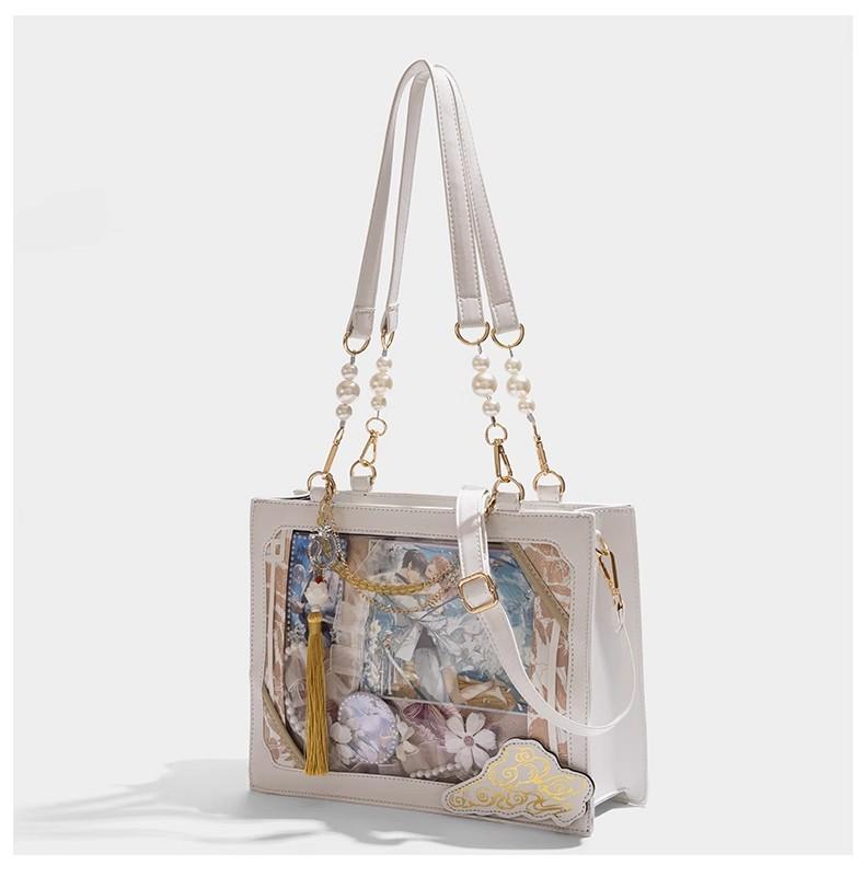 

Student Party Small Appetite Pain Bag Daily Shoulder Cross Shoulder Commuter Bag New Transparent Millet Bar Baby Bag білий