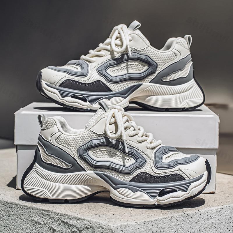 Fashion Men's Shoes 2025 Spring Mesh Breathable Casual Sneakers Versatile Thick Bottom Increasing Comfortable Lightweight Chunky shoes