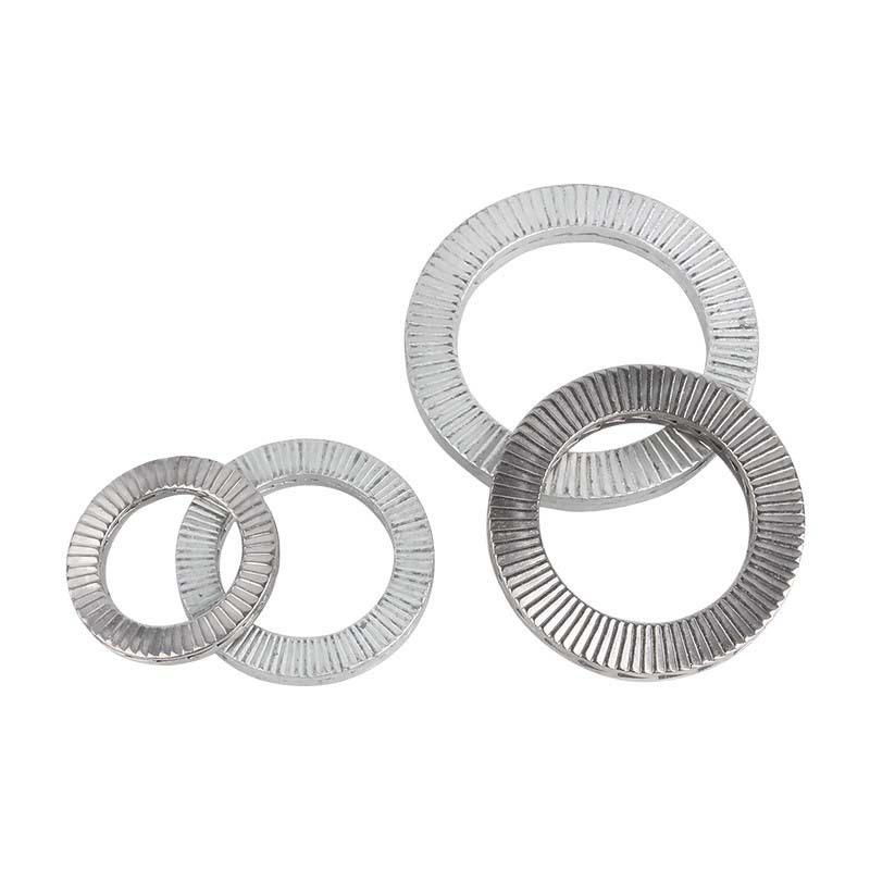 304 Stainless Steel Double Stack Self-Locking Washer with 65Mn Manganese, Anti-Loosening, Double-Sided Tooth Layer