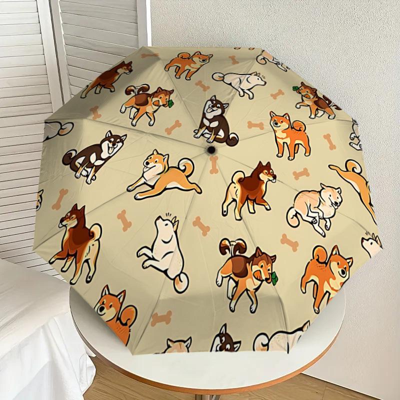 1PC Dog Pattern Umbrella-8-Rib Reinforced, Automatic Open, Lightweight & Durable, Cute Fashion Accessory for Outdoor-A1293