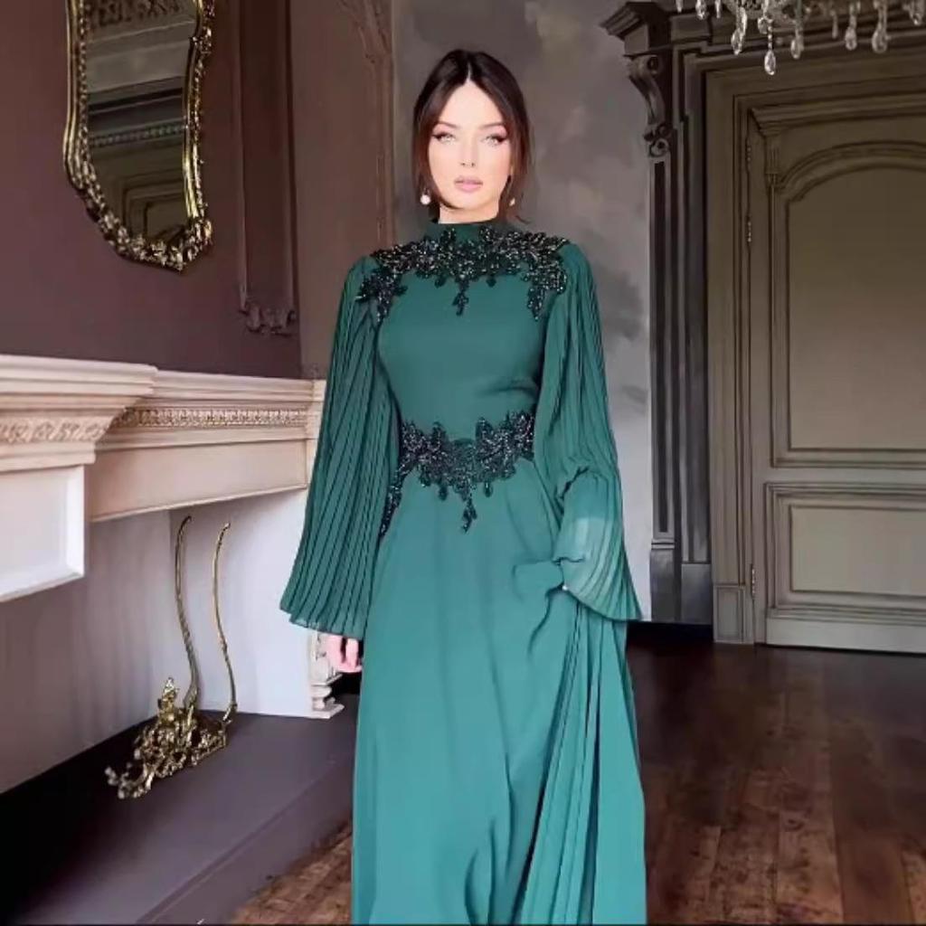 2024 Autumn/Winter Women's Lace Trim Long Robe Evening Dress