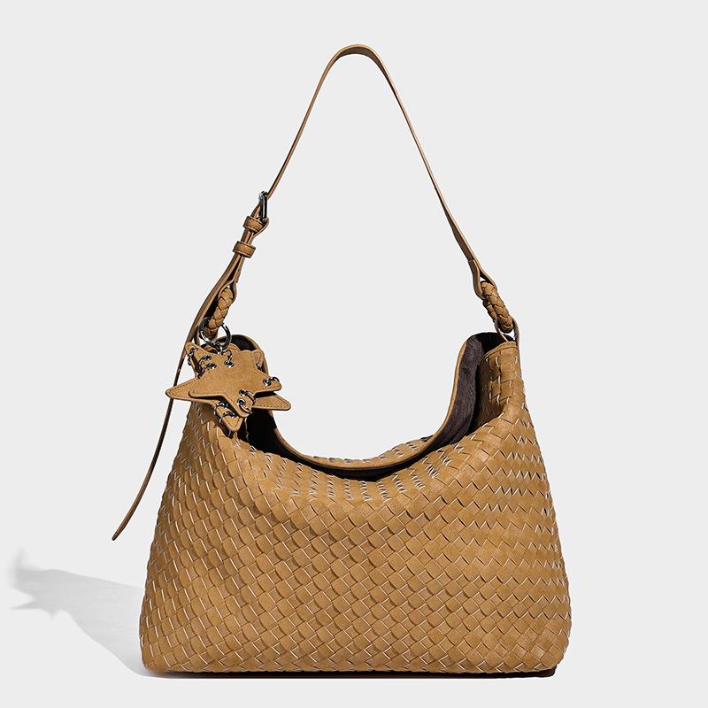 

2025 Fall/Winter New Handmade Woven Women s Bag, Single Shoulder Underarm Crossbody Bag, Suede Casual Large Tote Handbag 34*12*27CM помаранчевий