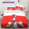 The Cat In the Hat Pattern Bedding Home Decoration Birthday Gift (1 * Duvet Cover + 2 * Pillowcase, Without Core)