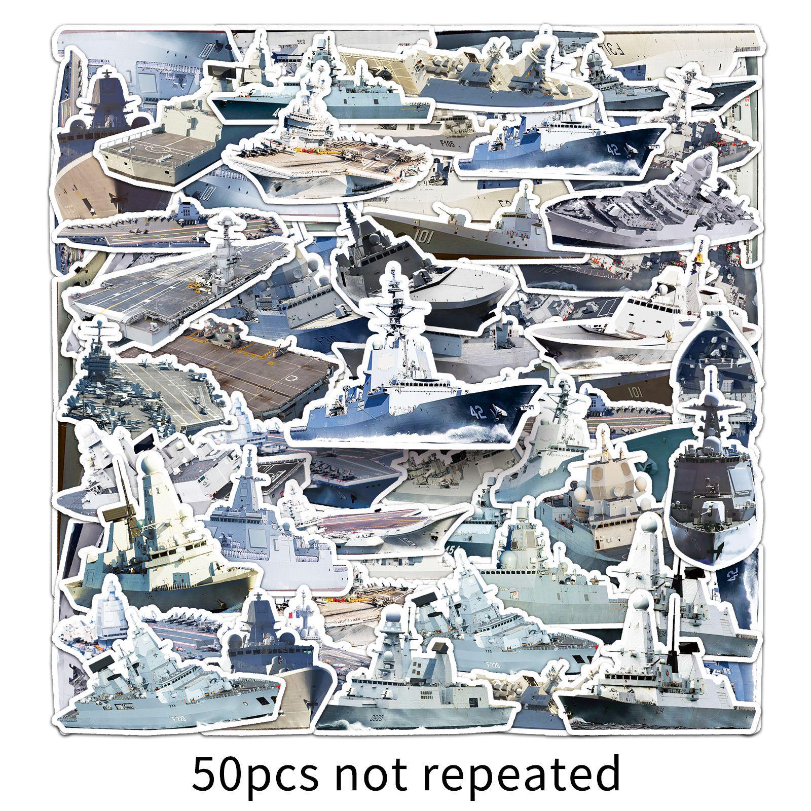 50pcs Cool Waterproof Graffiti Warship Stickers for Motorcycle, Notebook, and Planner Decoration