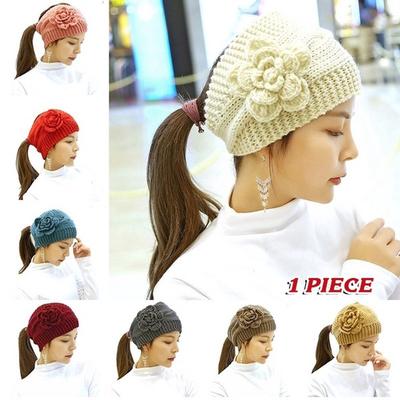 1 pieza Multicolor para mujeres y niñas, diadema tejida de lana, banda para el pelo de esquí de invierno, orejeras, diadema