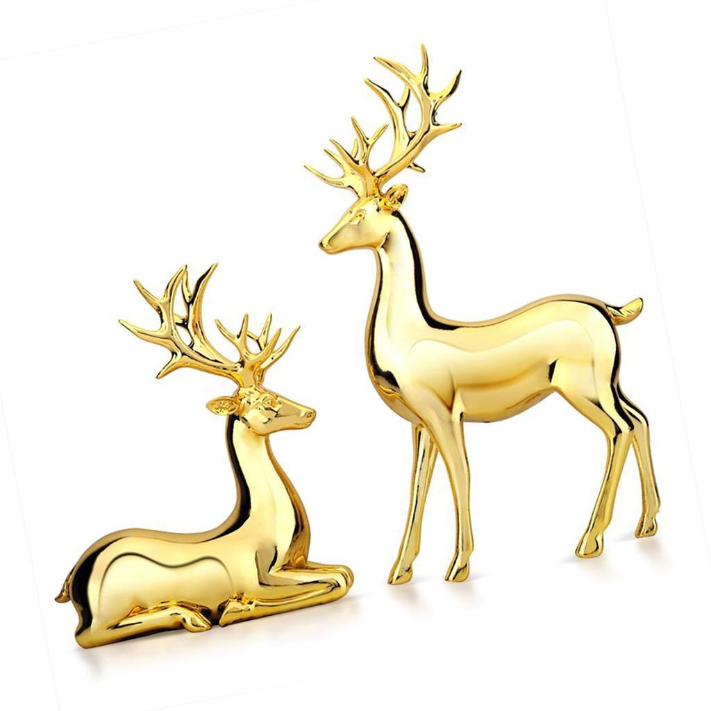 1 Pair of Deer Figurines Home Decor Desk Standing Kneeling   Statue Europn   Resin Craft