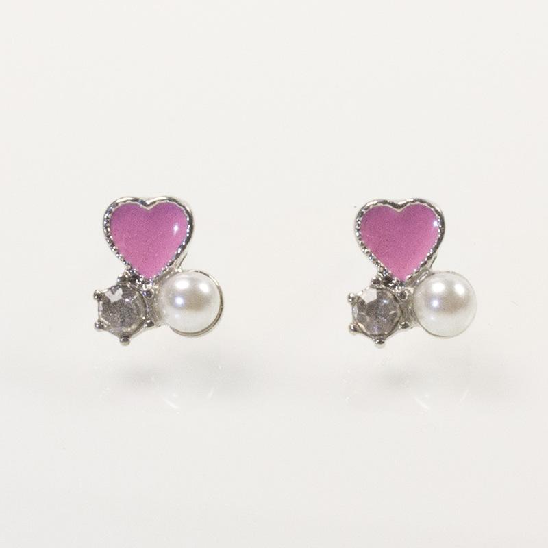 

Silver needle French retro light luxury special-shaped pink love stud earrings female niche design advanced sense vintage срібний