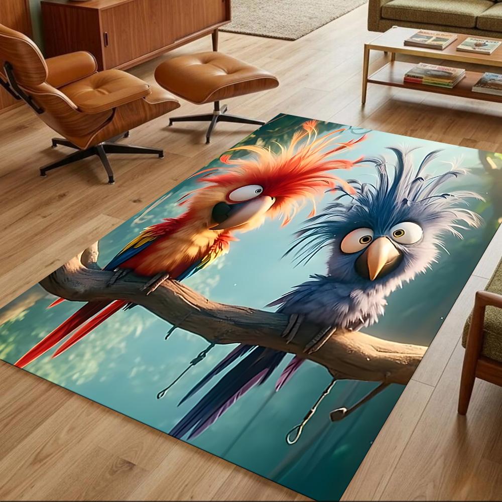 Tropical Parrots And Flowers Non-Slip Home Carpet Design for Office Decor Living Room Bedroom Gift
