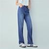 GIORDANO Women's Lightweight Pure Cotton High-Waist Straight Leg Jeans