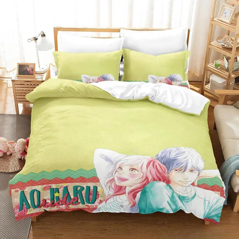 3D Print Anime Ao Haru Ride Bedding Set Single Twin Full Queen King Size Bed Set Adult Kid Bedroom Duvetcover Sets Home Textiles