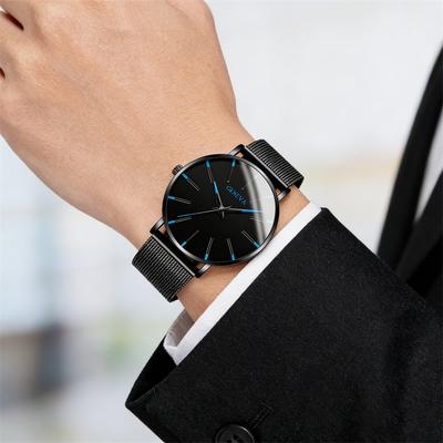 Fashion Ultra Thin Men's Business Watches Steel Mesh Belt Quartz Wrist Watch for Man Clock