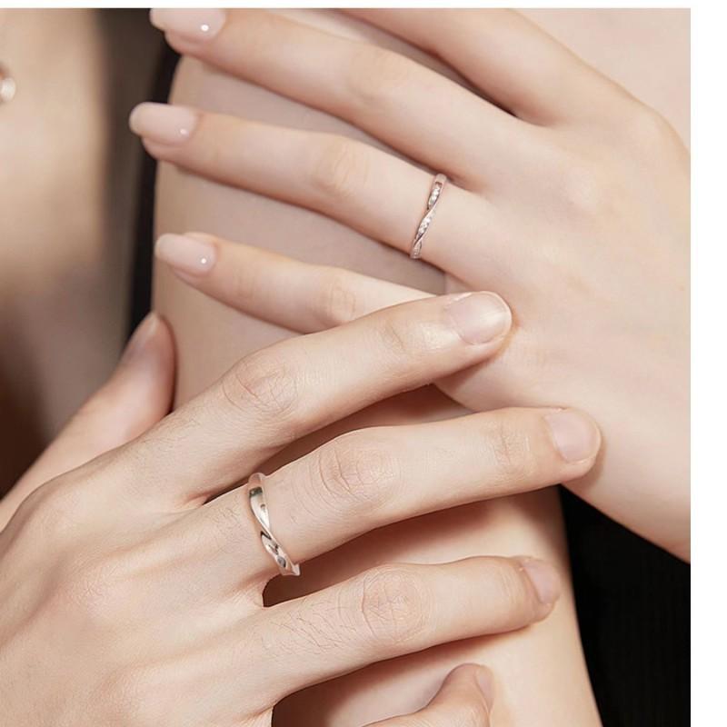 Couple Moissanite Ring Open Band Dual Knot Design Luxury Niche Jewelry Valentines Day