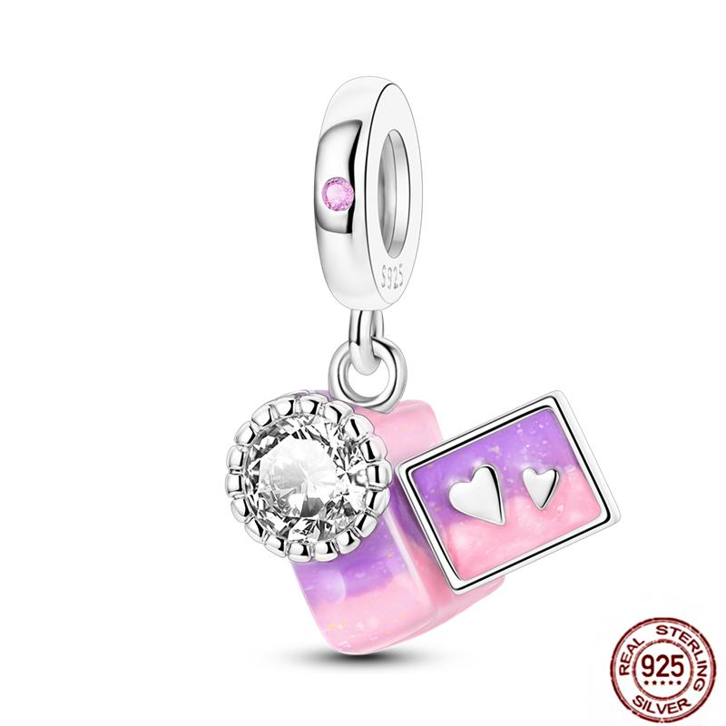 Pink Butterfly Charms Beadscopper Original Heart-Shaped Dog Paw Travel Charm Fit Bracelets Pendant For Women Jewelry Making