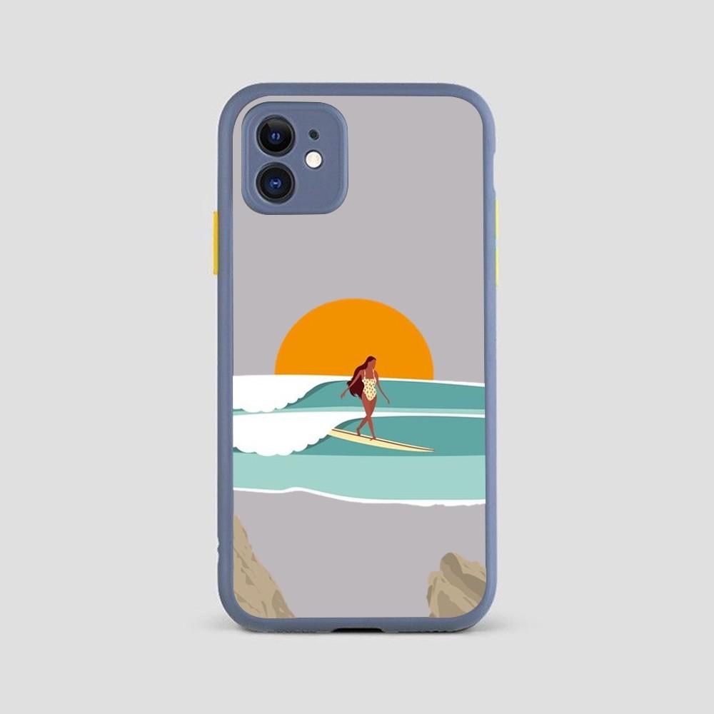 Beach Surf Girl Phone Case for iPhone 14 11 12 13 Mini Pro Max 8 7 Plus X XR XS MAX Translucent Matte Cover