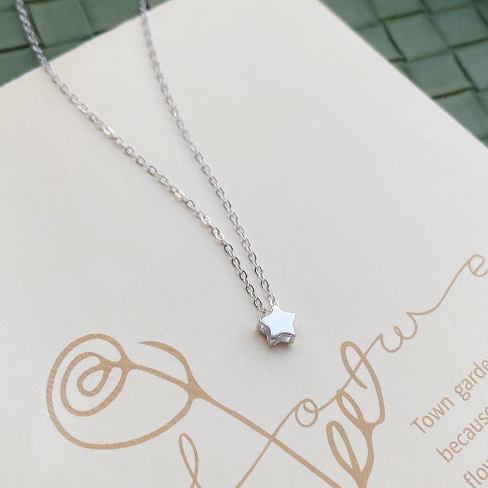 S999 Sterling Silver Five-Pointed Star Clavicle Necklace for Women - Simple Luxury Design