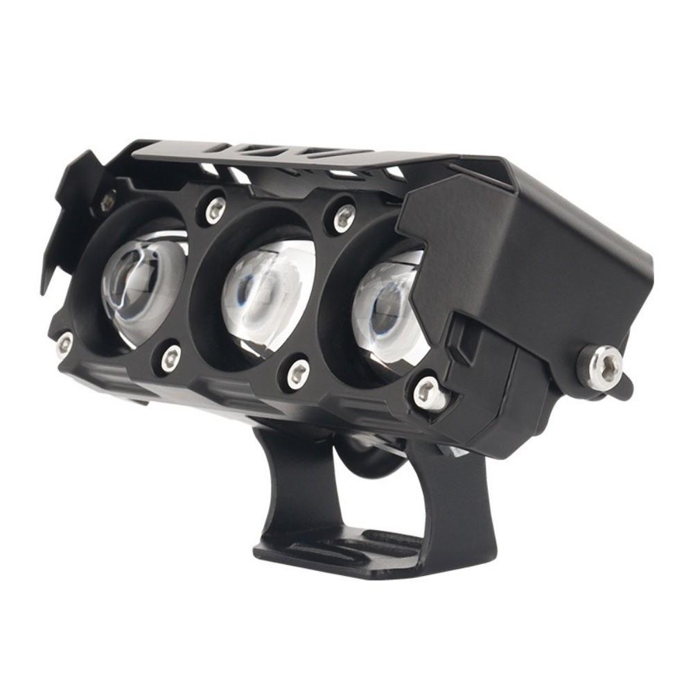 Shock-proof Motorcycle LED Spotlights Dual Color Lights Three-eye Lens  Driving Light