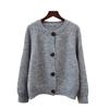 Autumn and Winter New Round Neck Loose Lazy Wind Knitted Cardigan Design Button Sweater Jacket Women