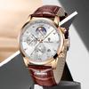 Lässige Business-Lederuhr für Herren Mode Militär Sport Chronograph Uhr Männlich Wasserdicht Leuchtend Quarz Armbanduhr